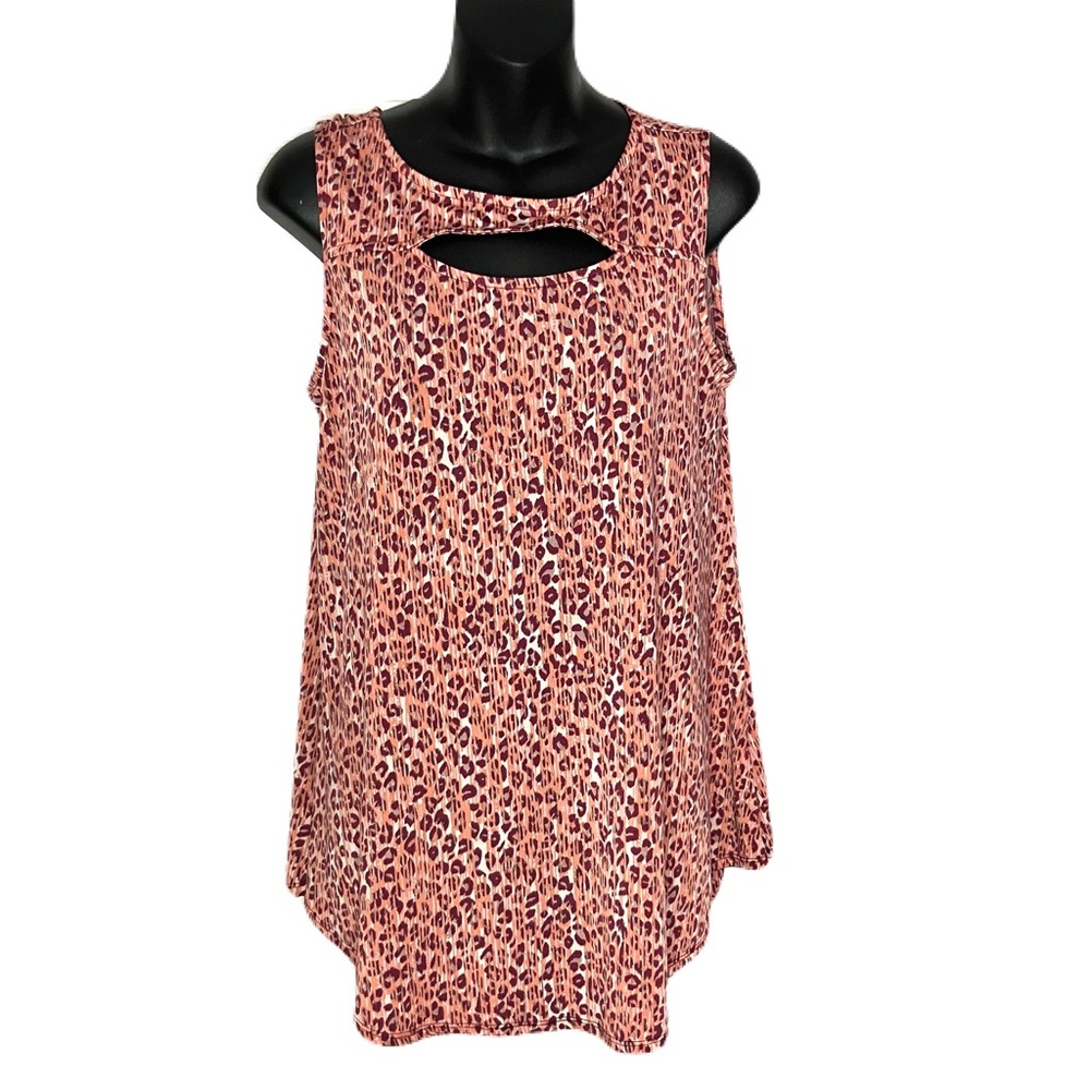 Ava & Grace Sleeveless Pink Leopard Print Loose Tank Top